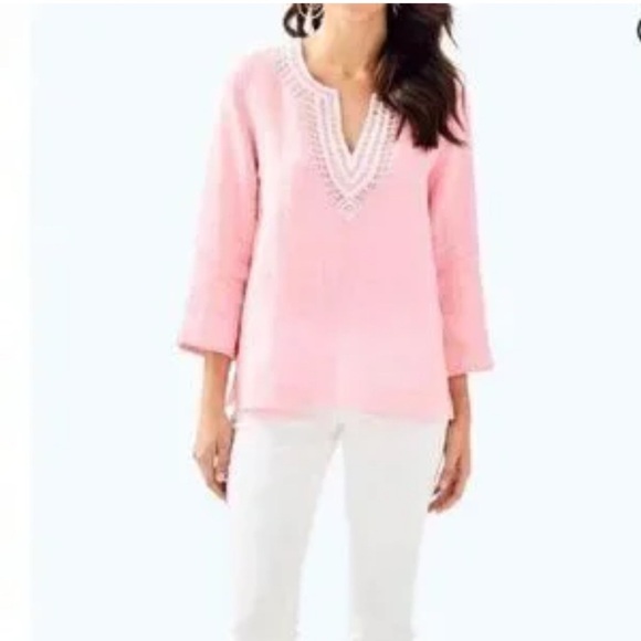 Lilly Pulitzer 100% linen Amelia Island Resort Top - Picture 2 of 12